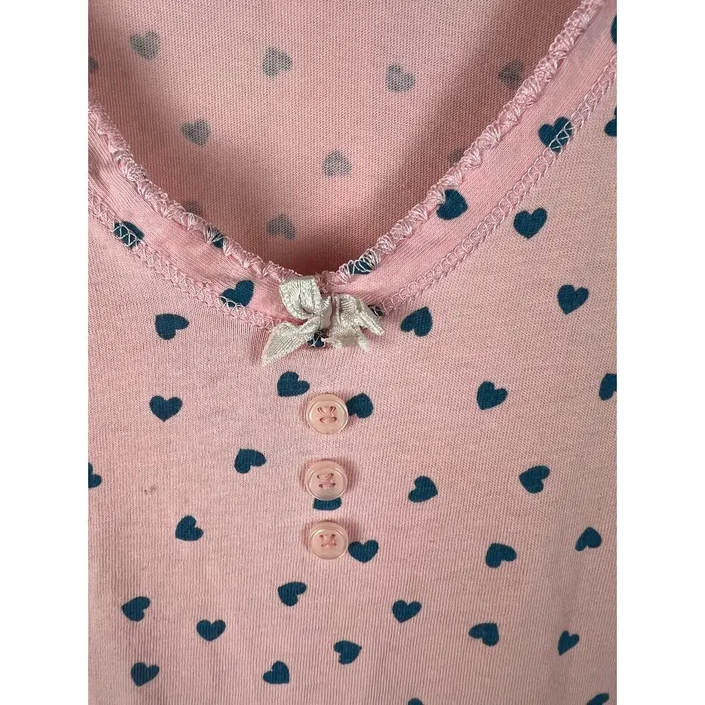Vintage Victoria’s Secret Gold Label Pink Heart Print Sleep Tank M‎ Cotton